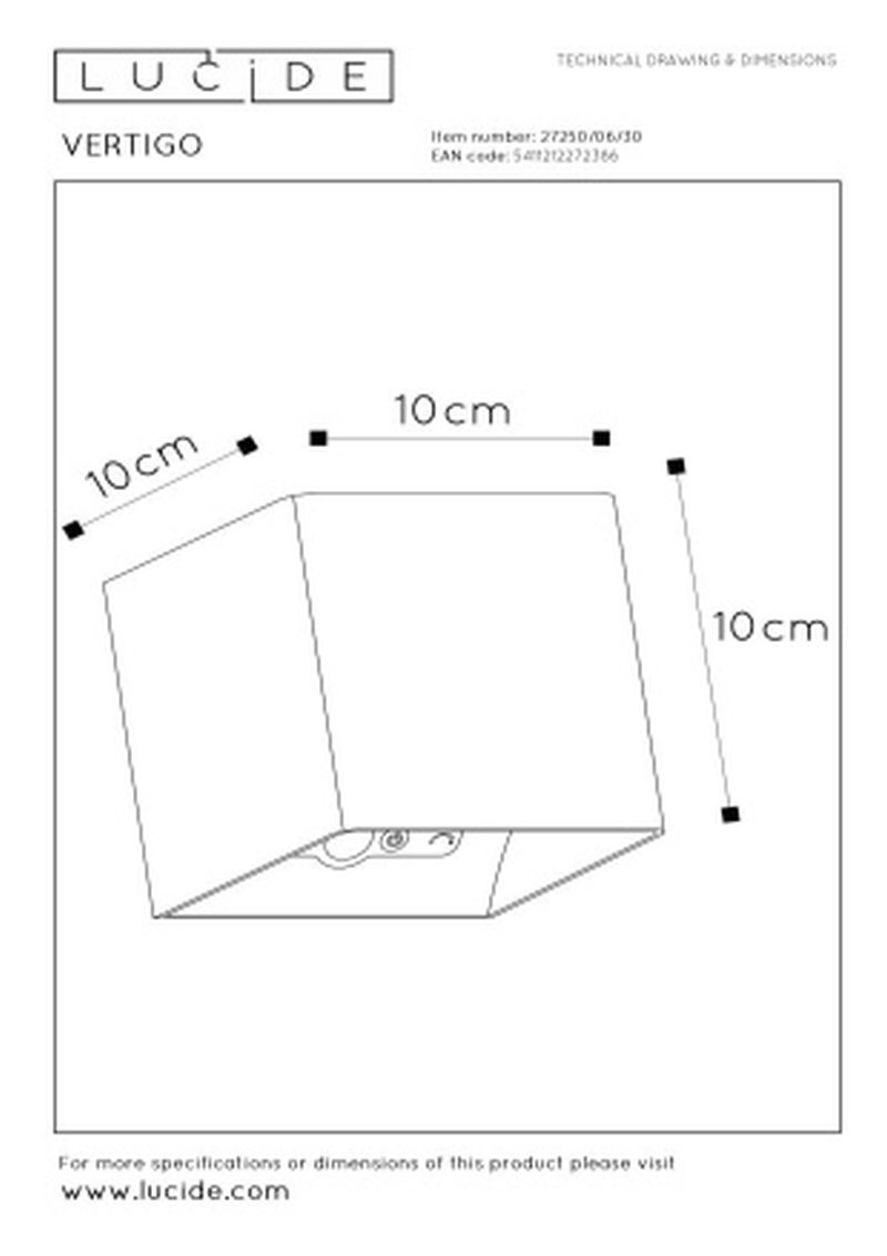 Lucide VERTIGO - Nástenné svietidlo Vonkajšie - LED Dim. - 1x6W 2700K - IP54 - S magnetickou doskou na stenu - Čierna
